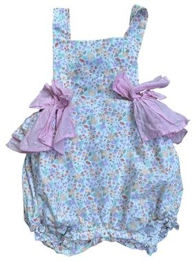 Sophie & Lucas Floral Meadow Baby Romper Pink Bow Detail Ruffles Southern 24 Mos
